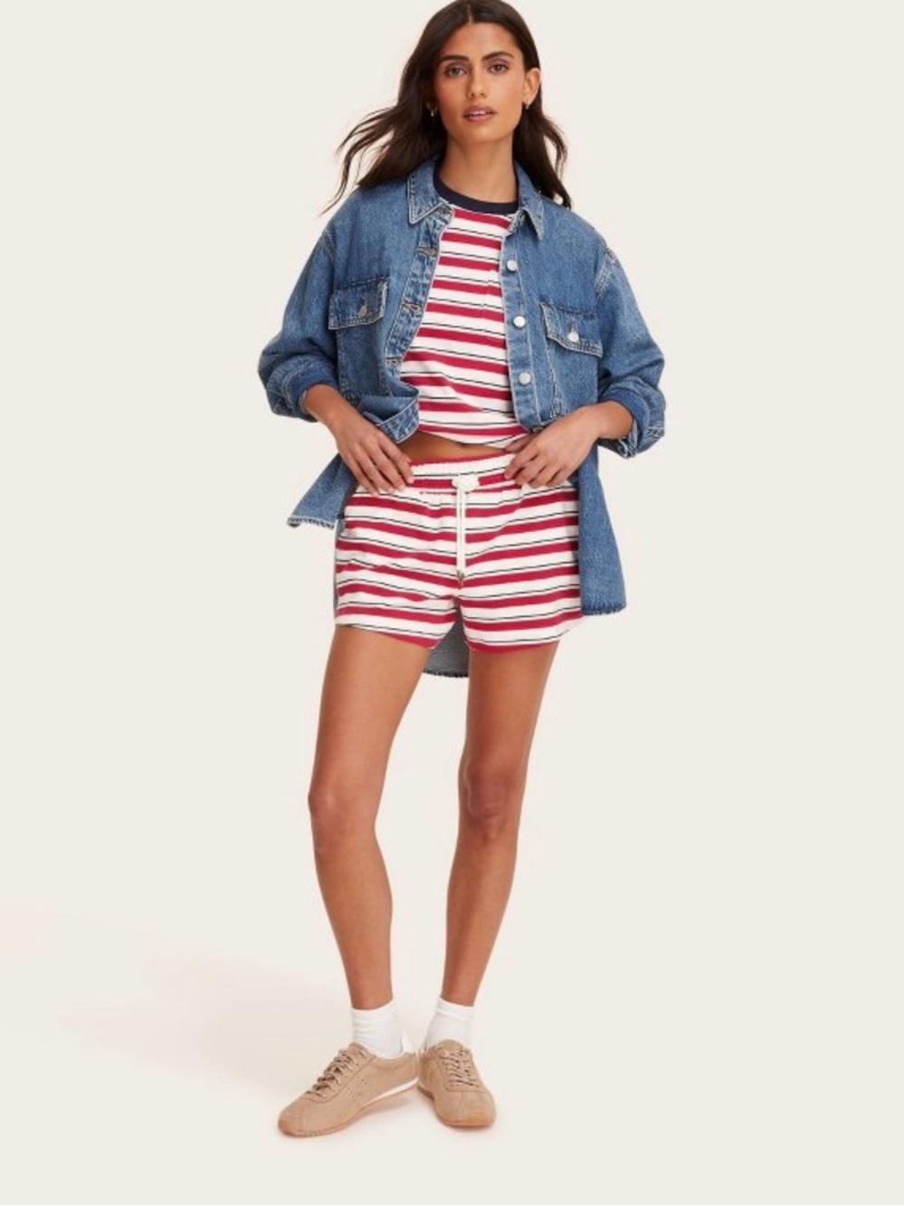 Parke x Target red white striped shorts